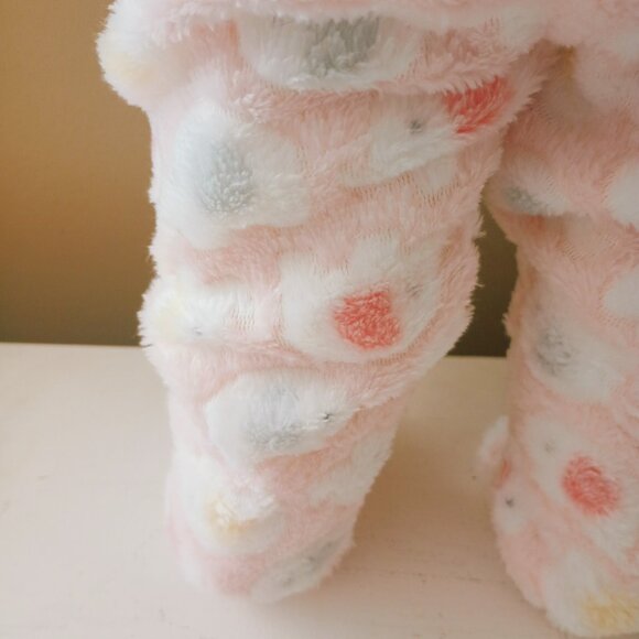 Duck Duck Goose Plush 2 Piece Set 3-6m Baby Girl Pink Fleece Footed & Hooded NWT - Picture 6 of 12